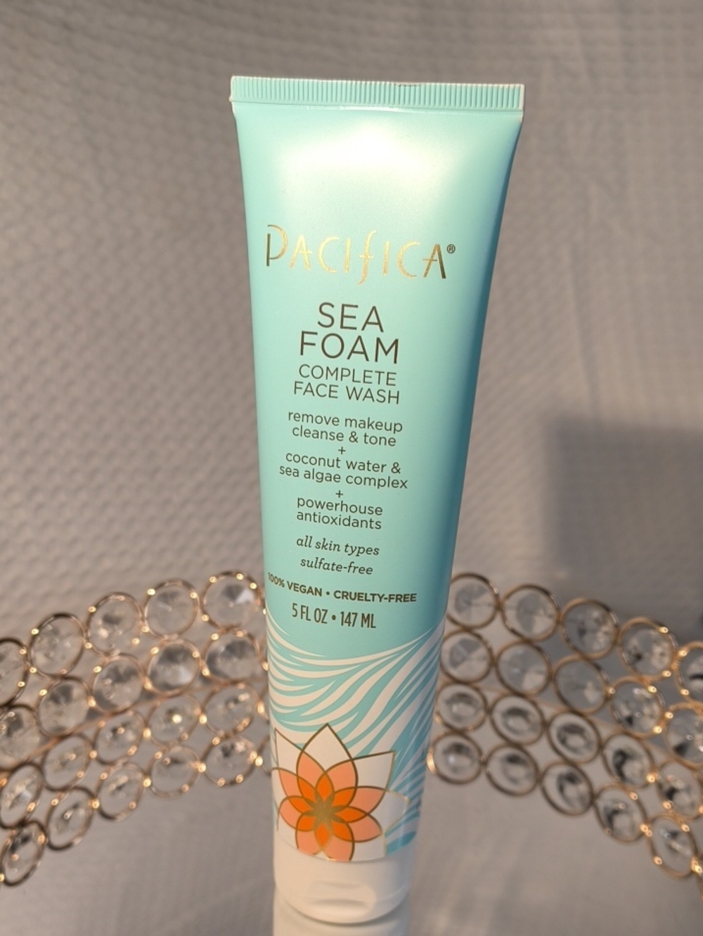 Pacifica Sea Foam Complete Face Wash - Light Aqua Tube with Gold Accents